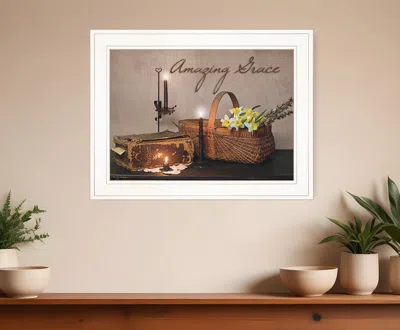 Hivvago Amazing Grace White Framed Print Kitchen Wall Art In Multi