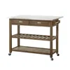 Hivvago Amber 44 Inch Rolling Kitchen Island Bar Cart, Stainless Steel Top, Brown In Brown