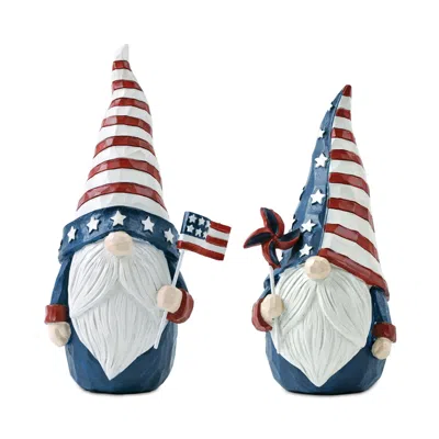 Hivvago Americana Gnome Figurine (set Of 2) In Blue