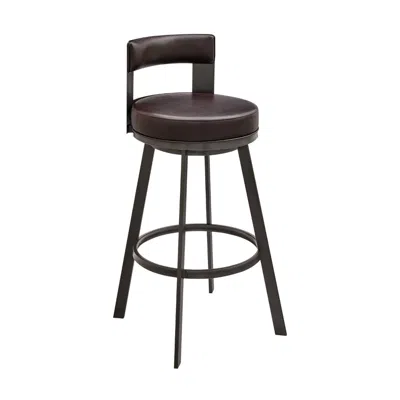 Hivvago Ami 26 Inch Swivel Counter Stool Chair, Curved Open Back Brown Faux Leather