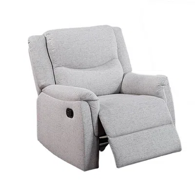Hivvago Ammy Manual Recliner Chair, Pillow Arms, Solid Wood, White Faux Burlap