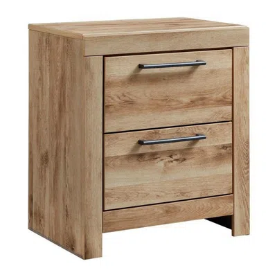 Hivvago Amy 24 Inch Modern Wood Nightstand, 2 Drawers, 2 Usb Ports, Natural Brown