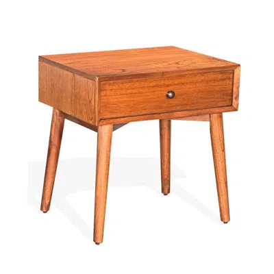 Hivvago Amy Nightstand W Drawer, Metal Handle, 60 Inch Orange Brown