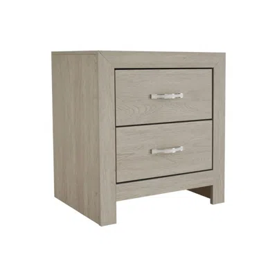 Hivvago Ancy 24 Inch 2 Drawer Nightstand, Faux Diamond Inlay Handles, Natural Brown