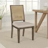 Hivvago Andy Dining Side Chair Set Of 2, Woven Rattan, Gray Fabric, Brown Wood In Brown