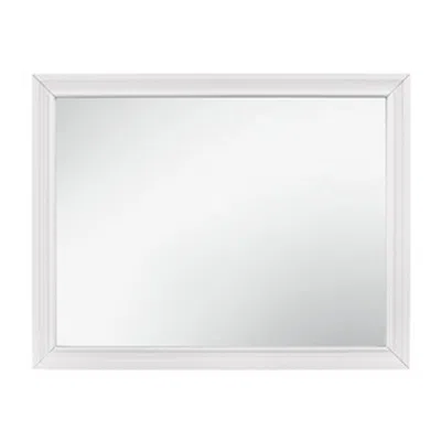 Hivvago Ani 37 Inch Modern Rectangular Accent Mirror, Faux Wood Veneer Frame, White