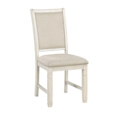 Hivvago Anji 24 Inch Side Dining Chair, Curved Back, Beige Polyester Cushioned Seat In Neutral
