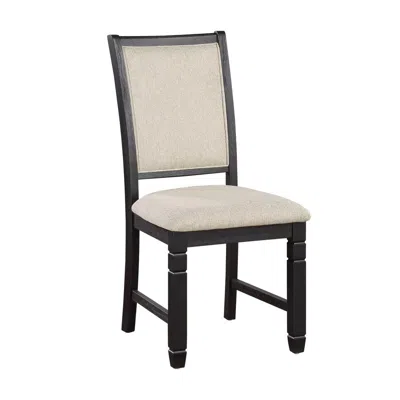 Hivvago Anji 24 Inch Side Dining Chair, Cushioned Seat, Curved Back, Black, Beige