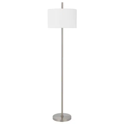 Hivvago Ano Floor Lamp, Slim Frame, White Drum Shade, Chrome Metal 67 Inch