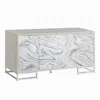 Hivvago Anok Sideboard Console Cabinet, White Marble Look, Chrome, 65 Inch In Neutral