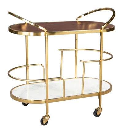 Hivvago Antalya Bar Cart Multicolor In Gold