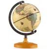 Hivvago Antique Globe Dia 5.5 Inch Mini Rotating World Globe With Wooden Base-brozen In Yellow