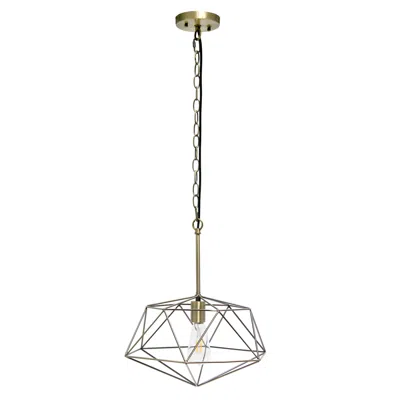HIVVAGO ANTIQUED BRASS AND BLACK CAGED IRON CEILING LIGHT WITH SHADES