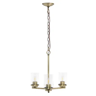 Hivvago Antiqued Brass And Clear Chandelier Three Light Iron Ceiling Light With Clear Shades In Gold