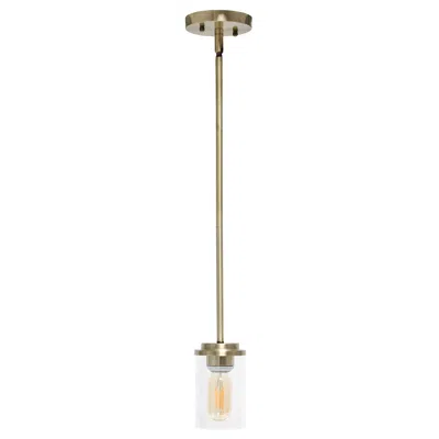 HIVVAGO ANTIQUED BRASS AND CLEAR CYLINDER IRON CEILING LIGHT WITH CLEAR SHADES