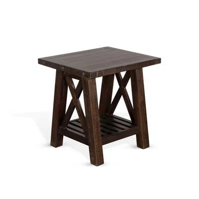Hivvago Anva Side End Table, Dark Brown Mahogany, Shelf, Rectangular 24 Inch