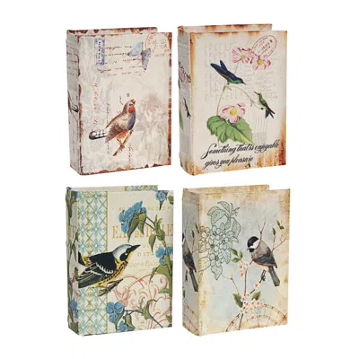 Hivvago Anya Set Of 4 Artisanal Boxes For Accessories, Book Inspired Look, Birds In Multi