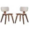 Hivvago Aon 22 Inch Side Dining Chair Set Of 2, Curved, White Boucle, Walnut Brown In Brown