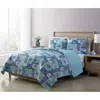 Hivvago Aqua Blue Cream Beach Sea Shells Coral Fish Coastal 3-piece Quilt Set In Blue