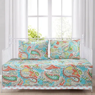 Hivvago Aqua Paisley Floral 4 Piece Daybed Cover Set In Blue