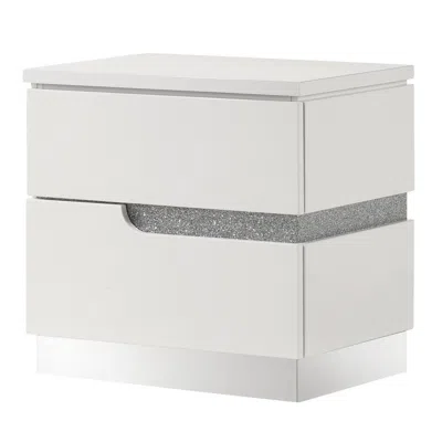 Hivvago Ara 23 Inch Nightstand, 2 Drawers, Crystal Accents, White Laminate Finish