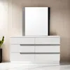 Hivvago Ara 33 X 39 Dresser Mirror, Crystal Accents, White Glossy Laminate Finish In White