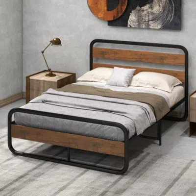 Hivvago Arc Platform Bed With Headboard And Footboard-full Size