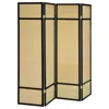 Hivvago Arce 4 Panel Foldable Privacy Screen, Bamboo, Black Pine Wood Frame In Gold