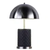 Hivvago Aria 21 Inch Table Lamp, Round, Dome Shade, Dark Silver, Black Faux Leather In Gray