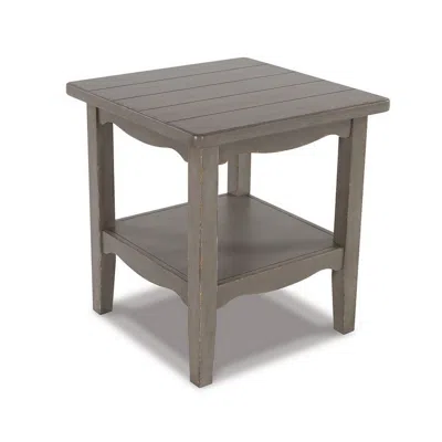 Hivvago Arin 26 Inch Side End Table, Open Shelf, Vintage Style Gray Hardwood