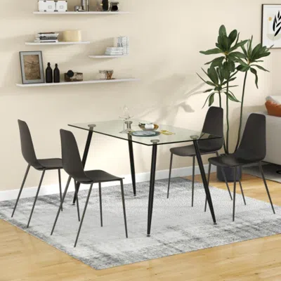 Hivvago Armless Dining Chair Set Of 4 Leisure Chair With Anti-slip Foot Pads-black
