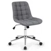 Hivvago Armless Office Chair Upholstered Makeup Vanity Chair With Adjustable Height And Wheels