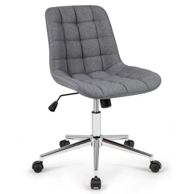Hivvago Armless Office Chair Upholstered Makeup Vanity Chair With Adjustable Height And Wheels