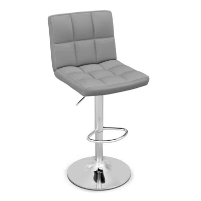 Hivvago Armless Pu Leather Bar Stool With Adjustable Height And Swivel Seat-gray