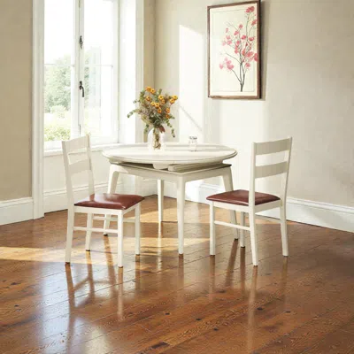 Hivvago Pair Of 2 Wooden Armless Dining Chairs With Comfortable Pu Leather Seating In White