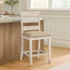 Hivvago Armless Wooden Barstool Set With Textured Finish, Brown And White