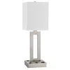 Hivvago Arny Table Lamp, 1 Outlet, 2 Usb, Slim Cutout Steel Base, 24 Inch In White