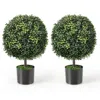 Hivvago Artificial Ball Tree Set Of 2 With Natural Look And Water Resistance