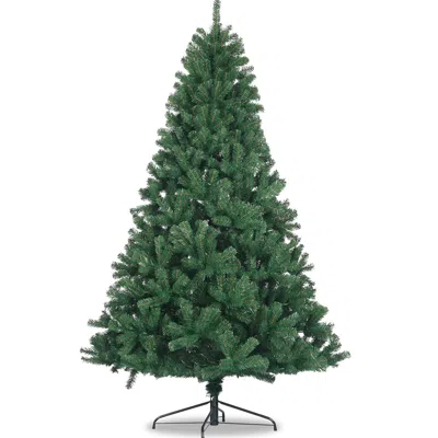 Hivvago Artificial Christmas Tree Full Natural Spruce Pvc Fir Tree 7.5ft Foldable Metal Stand Unlit Green
