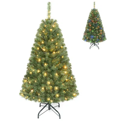 Hivvago Artificial Christmas Tree With 2 Lighting Colors And Folding Metal Stand