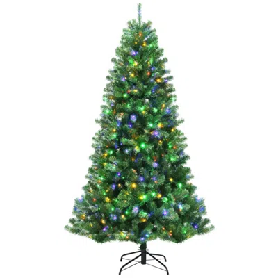 Hivvago Artificial Hinged Christmas Tree With Remote-controlled Color-changing Led Lights-6' In Green