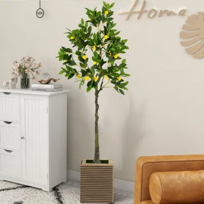 Hivvago Artificial Lemon Tree 2.6/4/5.2 Feet Tall Fake Lemon Plant Wuth Lemon Fruits-5.2 Ft