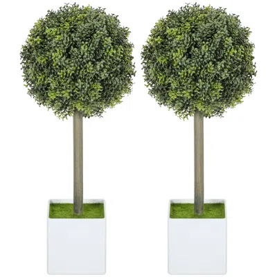 Hivvago Artificial Topiary Balls Set Of 2 Boxwood Home Office Decor