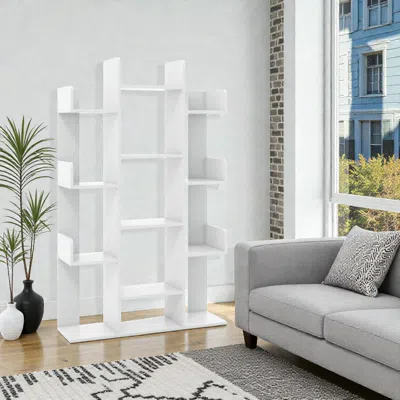 Hivvago Artistic Tree-form Display Shelf With 13 Storage Units In White