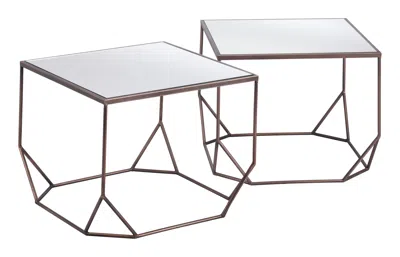 Hivvago Arzon Coffee Table Set (2-piece) Bronze In Brown