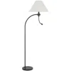 Hivvago Ashy 68 Inch Floor Lamp, Gooseneck Led, White Shade, Brass Arc Pole In White