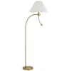 Hivvago Ashy 68 Inch Task Floor Lamp, Gooseneck Led, White Shade Gold Arc Pole In Gold