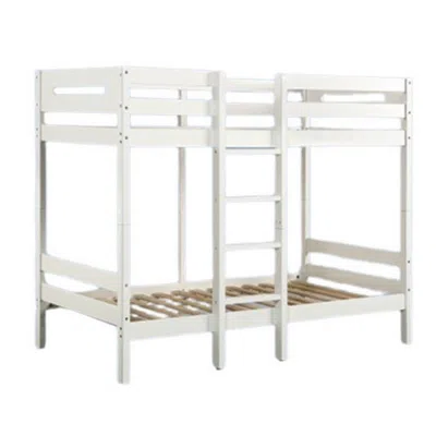 Hivvago Asin Twin Bunk Bed With Front Facing Ladder, Pine Wood, Crisp White Finish