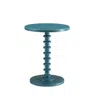 Hivvago Astonishing Side Table With Round Top, Teal Blue