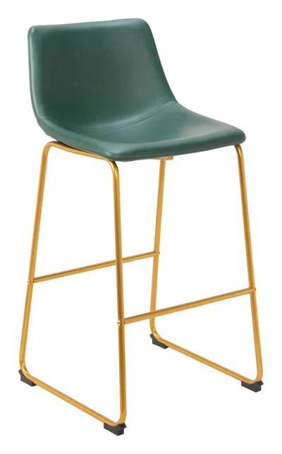 Hivvago Augusta Barstool (set Of 2) Green & Gold
